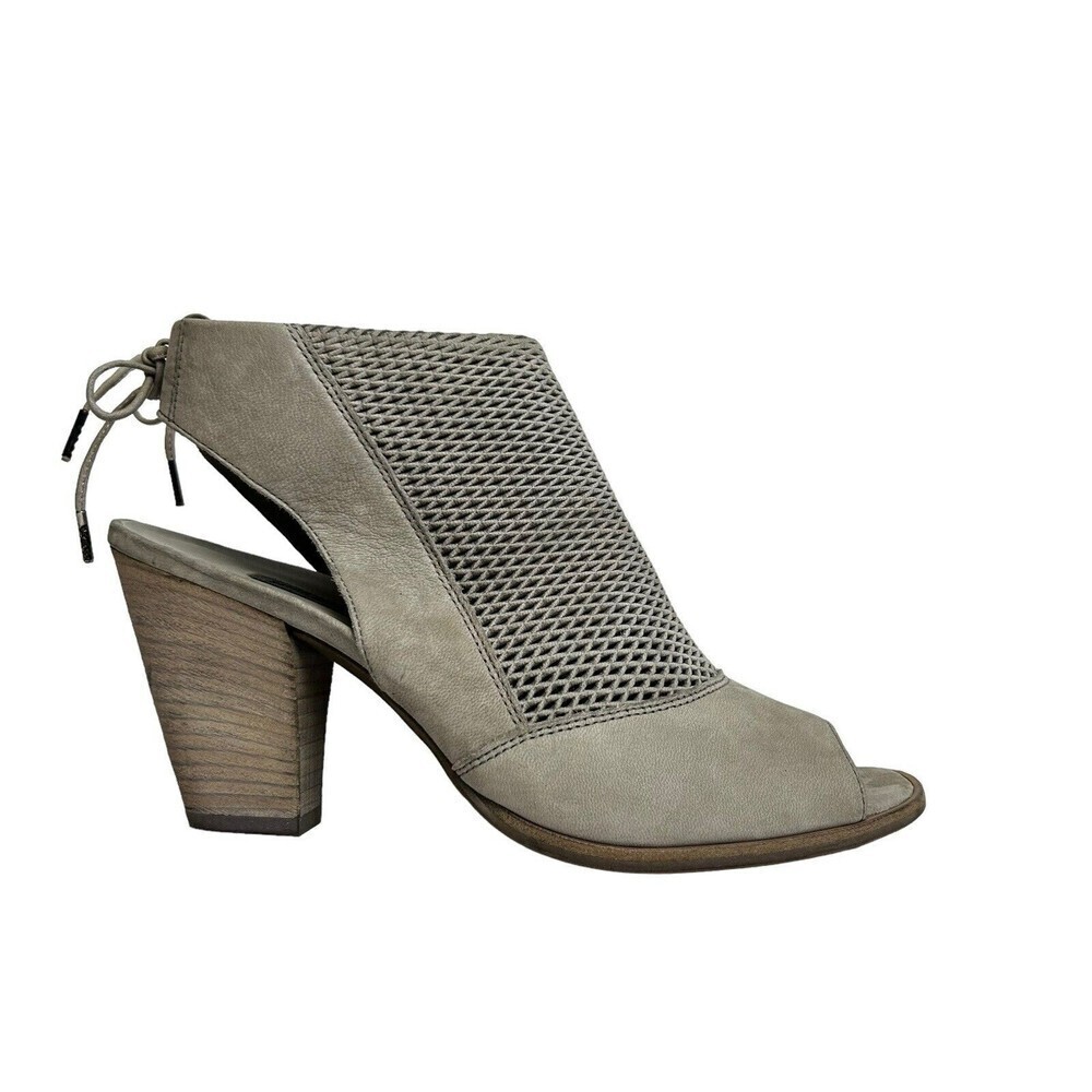 Paul Green Booties Womans Size 7 US 9.5 Leather Peep-toe Perforated Lexi Heel